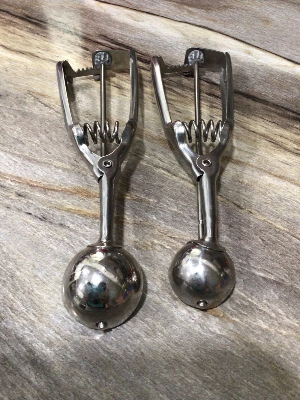 2pc Winco Stainless Steel Disher Scoop Portioner Set #60 #100 Cookie Dough